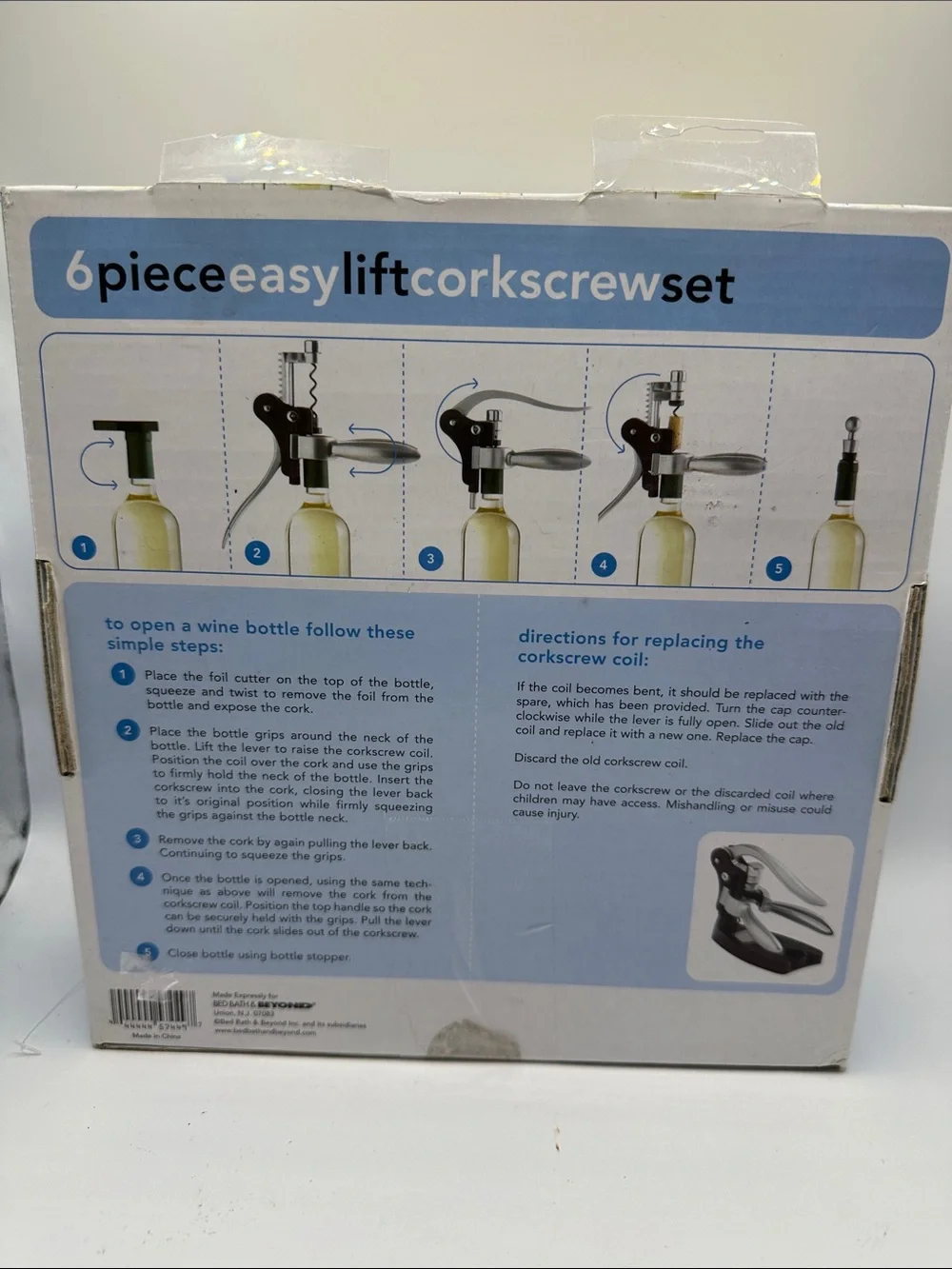 6-Piece Easy Lift Corkscrew Set - Stainless Silver Finish